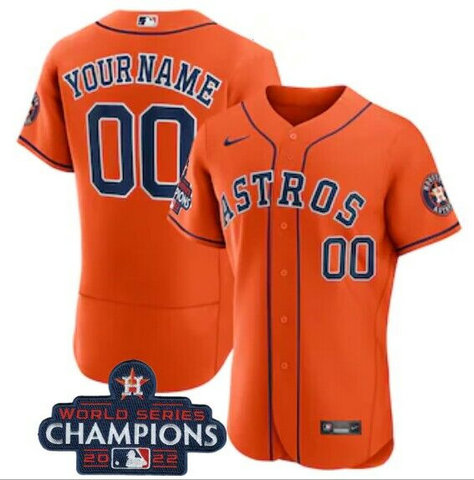 Men's Houston Astros Active Player Custom Orange 2022 World Series Champions Flex Base Stitched Baseball Jersey