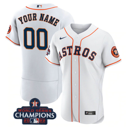 Men's Houston Astros Active Player Custom White 2022 World Series Champions Flex Base Stitched Baseball Jersey