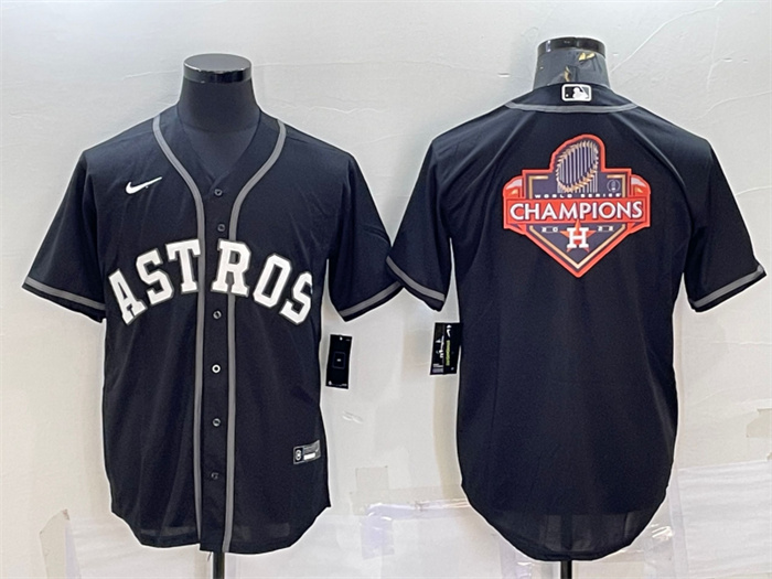 Men's Houston Astros Black 2022 World Series Champions Team Big Logo Cool Base Stitched Jersey