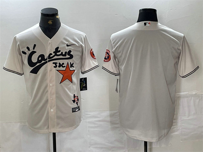 Men's Houston Astros Blank Cream Cactus Jack Vapor Premier Limited Stitched Baseball Jersey