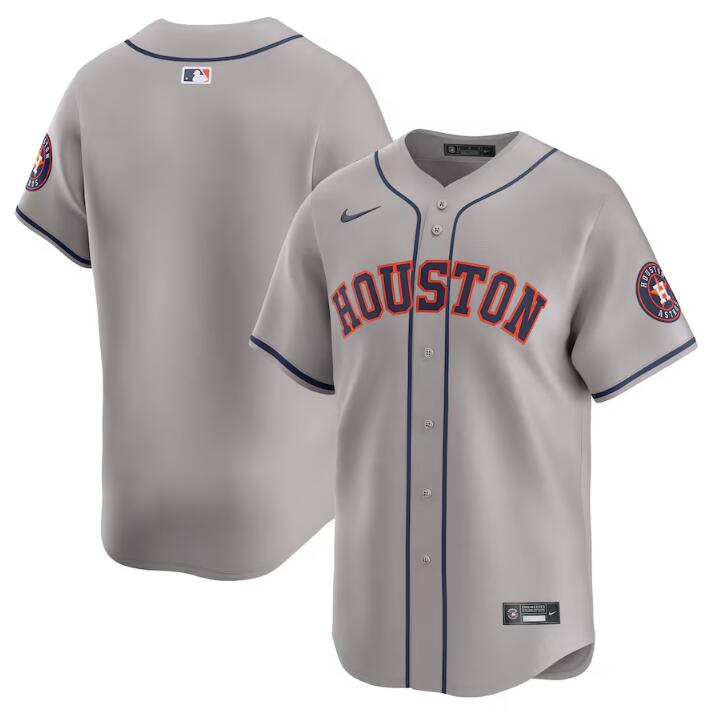 Men's Houston Astros Blank Grey 2024 Away Limited Stitched Baseball Jersey