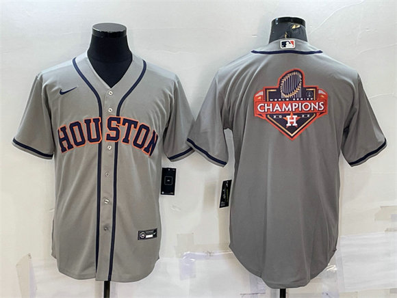 Men's Houston Astros Grey 2022 World Series Champions Team Big Logo Cool Base Stitched Jersey