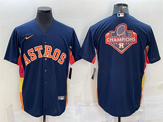 Men's Houston Astros Navy 2022 World Series Champions Team Big Logo Cool Base Stitched Jersey
