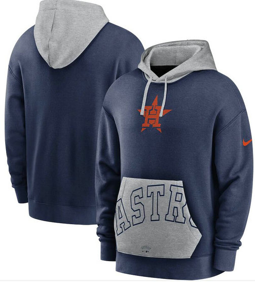 Men's Houston Astros Nike Navy Gray Heritage Tri Blend Pullover Hoodie