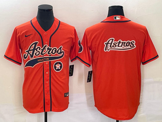 Men's Houston Astros Orange Team Big Logo With Patch Cool Base Stitched Baseball Jersey 1