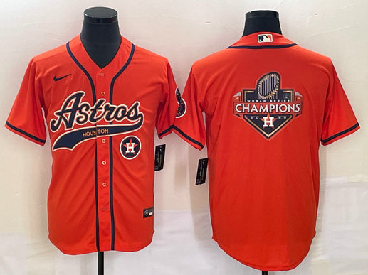 Men's Houston Astros Orange Team Big Logo With Patch Cool Base Stitched Baseball Jersey 3