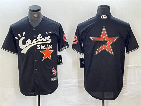 Men's Houston Astros Team Big Logo Black Cactus Jack Vapor Premier Limited Stitched Baseball Jersey1