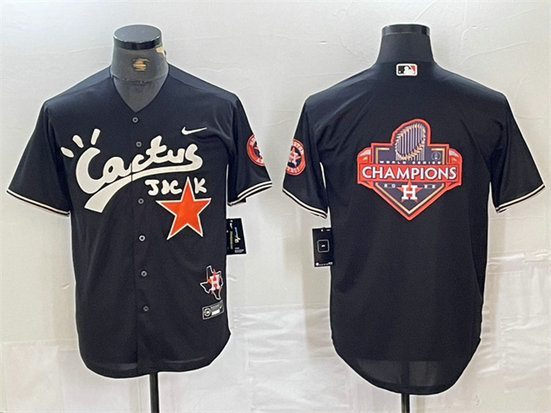 Men's Houston Astros Team Big Logo Black Cactus Jack Vapor Premier Limited Stitched Baseball Jerseys