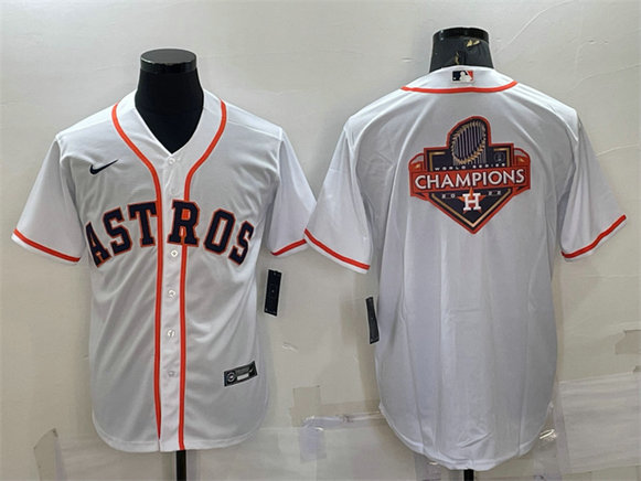 Men's Houston Astros White 2022 World Series Champions Team Big Logo Cool Base Stitched Jersey