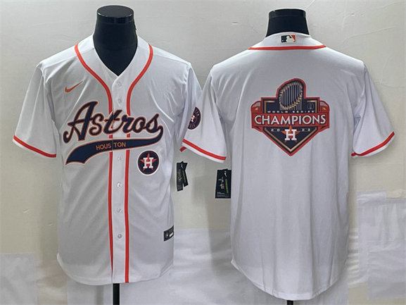 Men's Houston Astros White Team Big Logo With Patch Cool Base Stitched Baseball Jersey