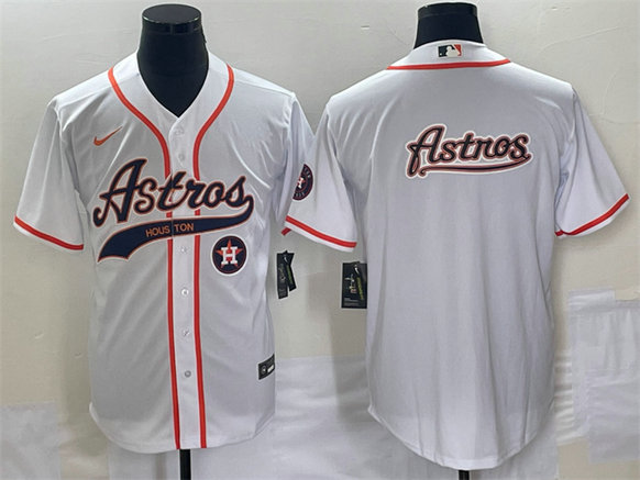 Men's Houston Astros White Team Big Logo With Patch Cool Base Stitched Baseball Jerseys