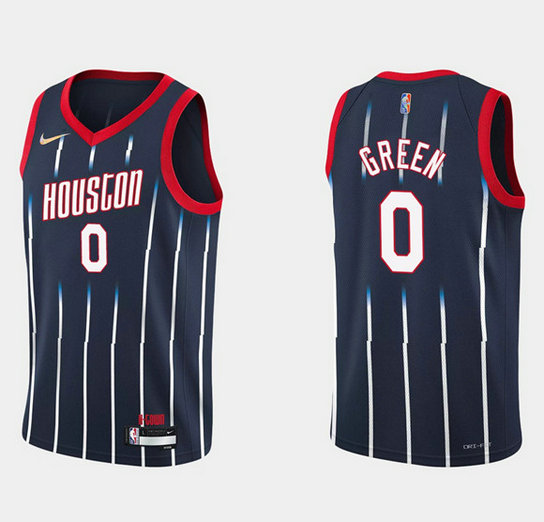 Men's Houston Rockets #0 Jalen Green 2021 22 City Edition 75th Anniversary Navy Stitched Basketball Jersey