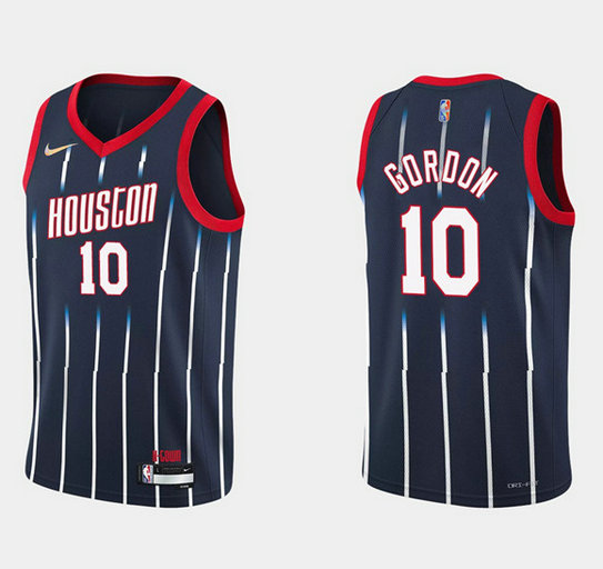Men's Houston Rockets #10 Eric Gordon 2021 22 City Edition 75th Anniversary Navy Stitched Basketball Jersey