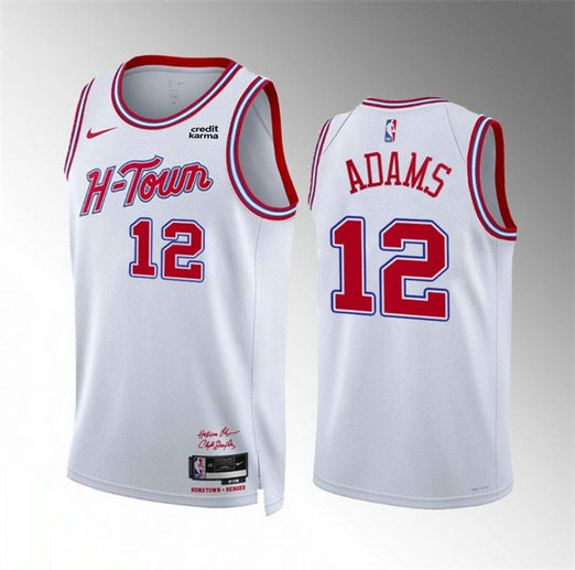 Men's Houston Rockets #12 Steven Adams White 2023 24 City Edition Stitched Jersey