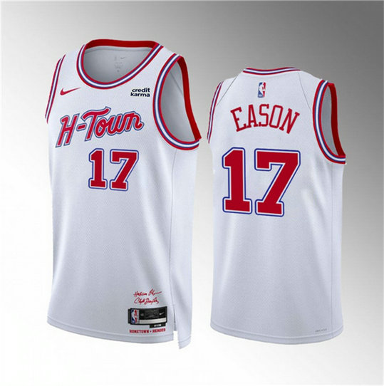 Men's Houston Rockets #17 Tari Eason White 2023 24 City Edition Stitched Jersey