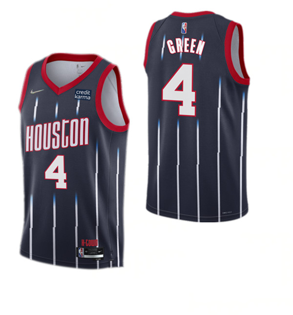Men's Houston Rockets #4 Jalen Green 2021 22 City Edition 75th Anniversary Navy Stitched Basketball Jersey