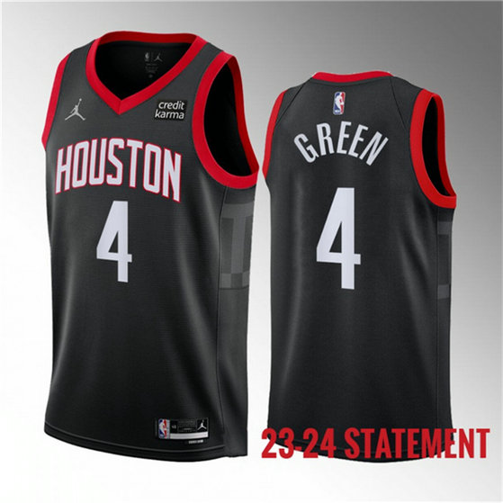 Men's Houston Rockets #4 Jalen Green Black 2023 Statement Edition Stitched Basketball Jersey