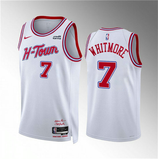 Men's Houston Rockets #7 Cam Whitmore White 2023 24 City Edition Stitched Jersey