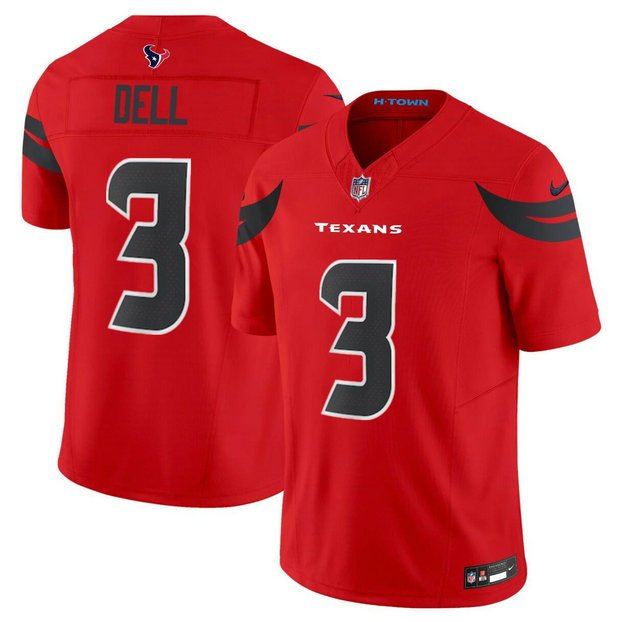 Men's Houston Texans #3 Tank Dell Red 2024 Alternate F.U.S.E Vapor Stitched Jersey