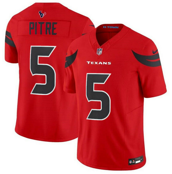 Men's Houston Texans #5 Jalen Pitre Red 2024 Alternate F.U.S.E Vapor Stitched Jersey