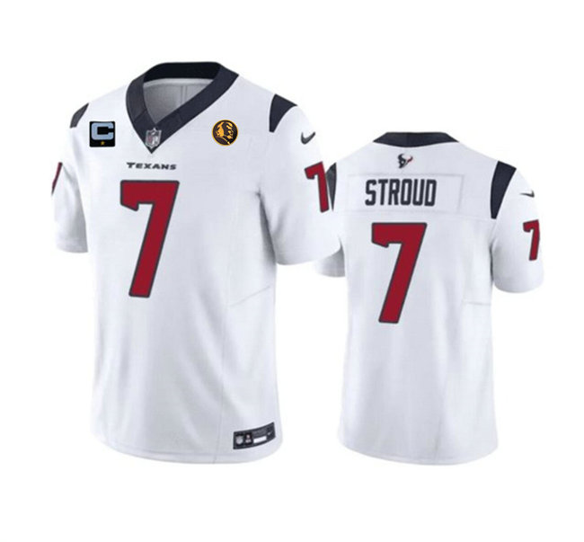Men's Houston Texans #7 C.J. Stroud White 2023 F.U.S.E. With 1-Star C Patch John Madden Patch Vapor Limited Stitched Football Jersey