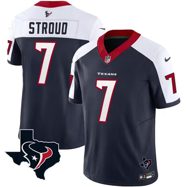 Men's Houston Texans #7 C.J. Stroud White Navy 2023 F.U.S.E. Vapor Untouchable Limited Stitched Football Jersey