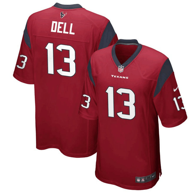 Men's Houston Texans #Tank Dell Red Stitched Game Jersey