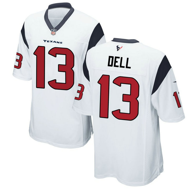 Men's Houston Texans #Tank Dell White Stitched Game Jersey (1)