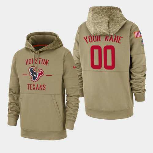 Men's Houston Texans Custom 2019 Salute to Service Sideline Therma Pullover Hoodie - Tan