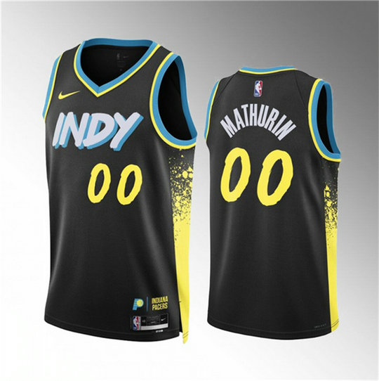 Men's Indiana Pacers #00 Bennedict Mathurin Black 2023 24 City Edition Stitched Basketball Jersey