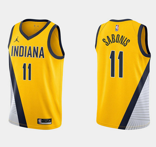 Men's Indiana Pacers #11 Domantas Sabonis Yellow Stitched Jersey
