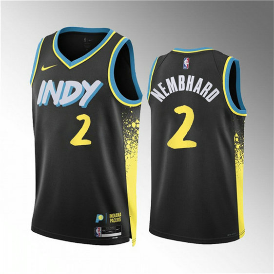 Men's Indiana Pacers #2 Andrew Nembhard Black 2023 24 City Edition Stitched Basketball Jersey