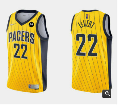 Men's Indiana Pacers #22 Caris LeVert Yellow Swingman Stitched Jersey