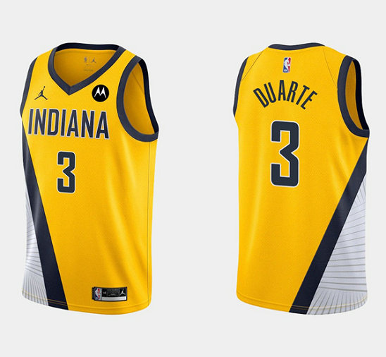 Men's Indiana Pacers #3 Chris Duarte Yellow Swingman Stitched Jerseys