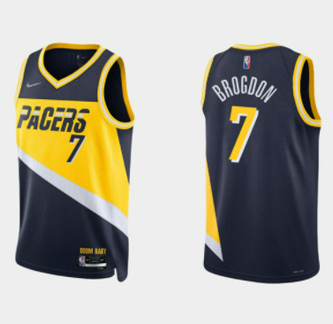 Men's Indiana Pacers #7 Malcolm Brogdon 2021 22 Navy City Edition 75th Anniversary Stitched Basketball Jersey