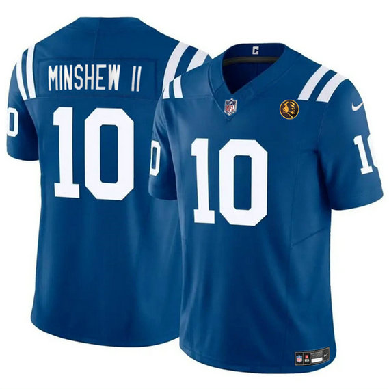 Men's Indianapolis Colts #10 Gardner Minshew Blue 2023 F.U.S.E. With John Madden Patch Vapor Limited Stitched Football Jersey