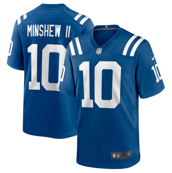 Men's Indianapolis Colts #10 Gardner Minshew Blue Stitched Football Game Jersey
