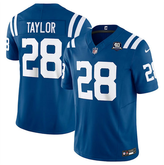 Men's Indianapolis Colts #28 Jonathan Taylor Blue 2023 F.U.S.E 40th Anniversary Vapor Untouchable Stitched Football Jersey