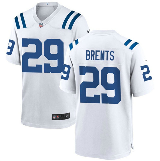 Men's Indianapolis Colts #29 JuJu Brents White Stitched Football Game Jersey
