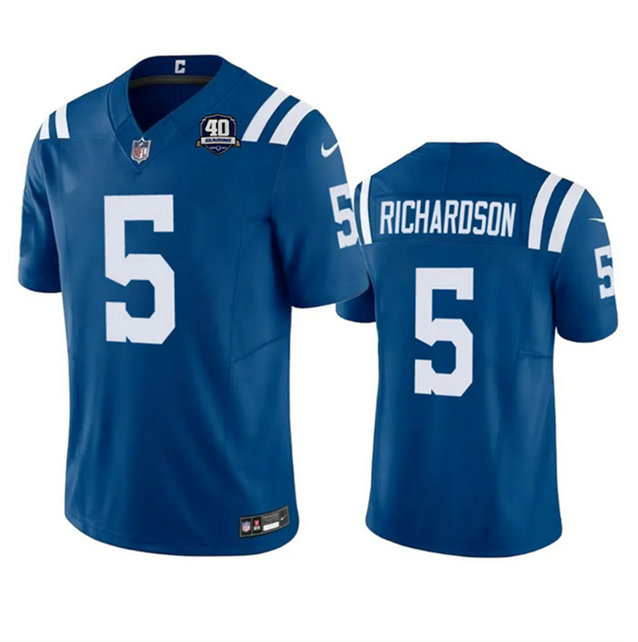 Men's Indianapolis Colts #5 Anthony Richardson Blue 2023 F.U.S.E 40th Anniversary Vapor Untouchable Stitched Football Jersey