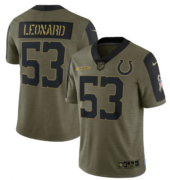 Men's Indianapolis Colts #53 Darius Leonard 2021 Olive Salute To Service Limited