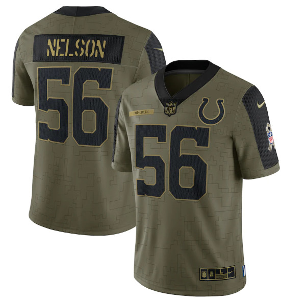 Men's Indianapolis Colts #56 Quenton Nelson 2021 Olive Salute To Service Limited