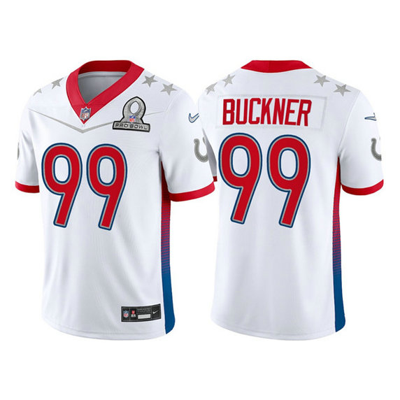 Men's Indianapolis Colts #99 DeForest Buckner 2022 White AFC Pro Bowl Stitched Jersey
