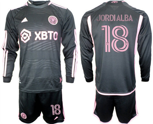 Men's Inter Miami CF #18 Jordialba 2023-24 Black Away Soccer Jersey Suit