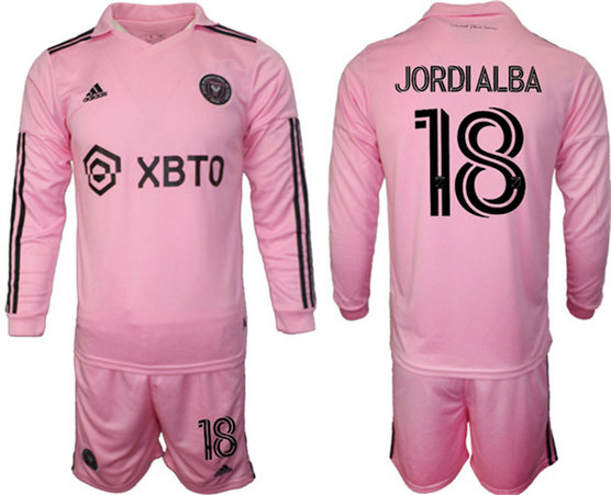 Men's Inter Miami CF #18 Jordialba 2023-24 Pink Home Soccer Jersey Suit