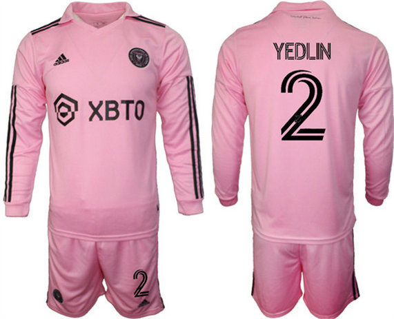 Men's Inter Miami CF #2 Yedlyn 2023-24 Pink Home Soccer Jersey Suit