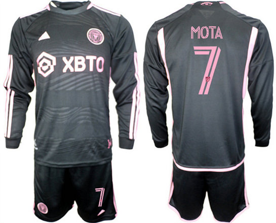 Men's Inter Miami CF #7 Mota 2023-24 Black Away Soccer Jersey Suit