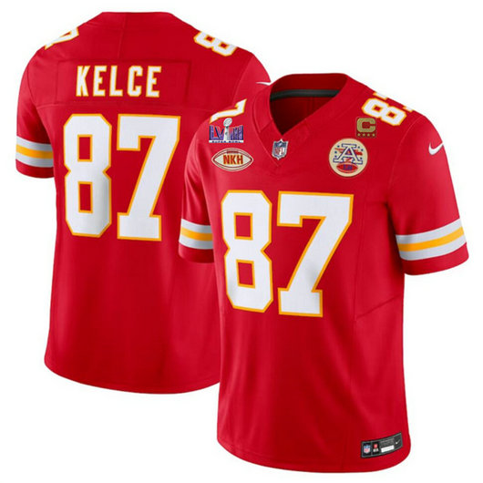 Men's Kansas City Chiefs #87 Travis Kelce Red F.U.S.E. With NKH Patch And Super Bowl LVIII Patch Vapor Untouchable Limited Stitched Football Jersey