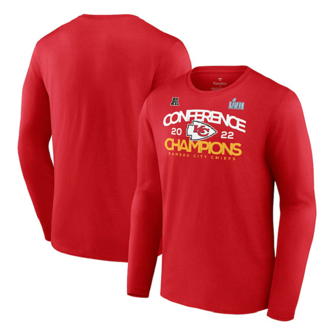 Men's Kansas City Chiefs Red 2022 AFC Champions Shadow Cast Long Sleeve T-Shirt