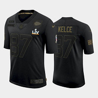 Men's Kansas City Chiefs Travis Kelce Black Salute To Service 2021 Super Bowl LV Jersey